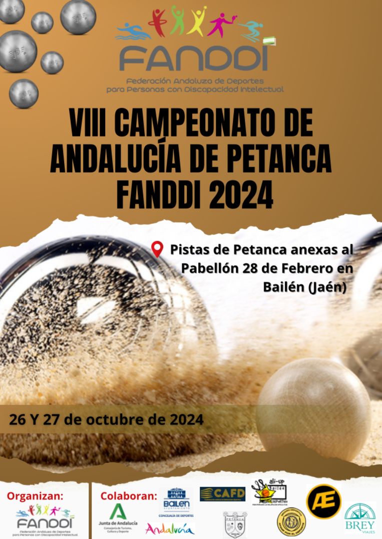 Cartel Campeonato de Andalucía de Petanca FANDDI 2024